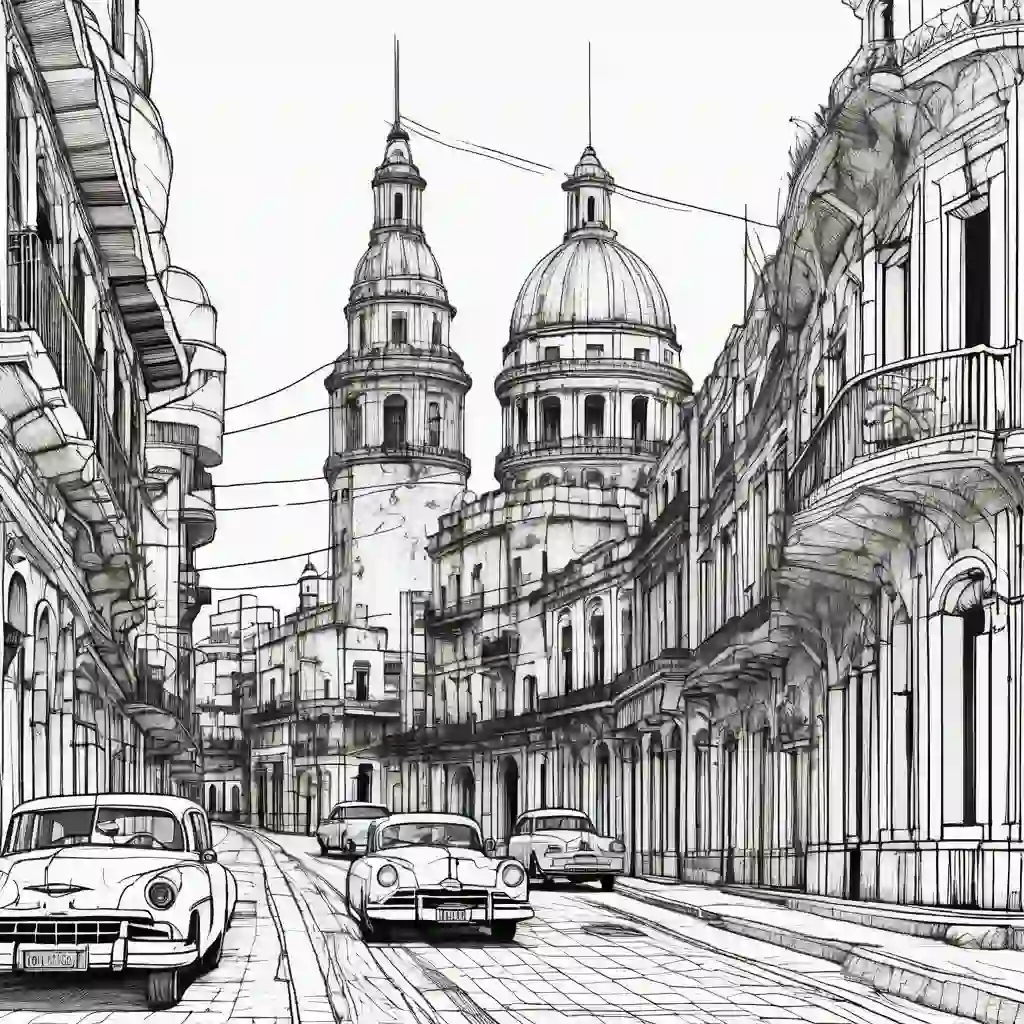 Havana Cityscape coloring pages